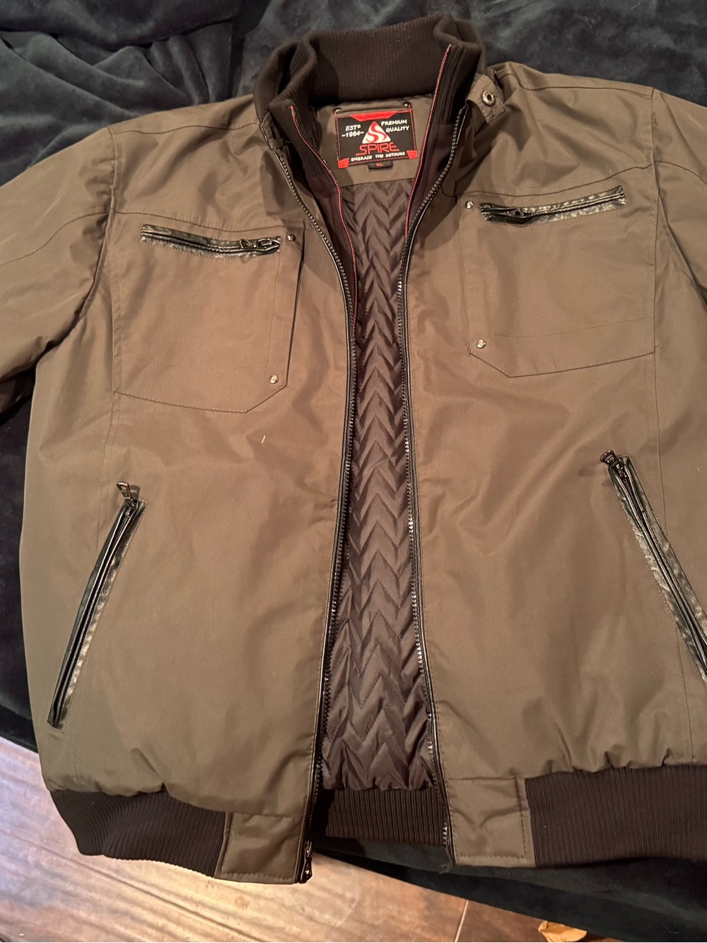 Aspire Olive Green Quilted- Lined Bomber Jacket